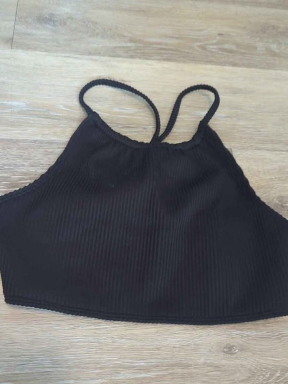 Abercrombie Kids black ribbed swim top 15/16